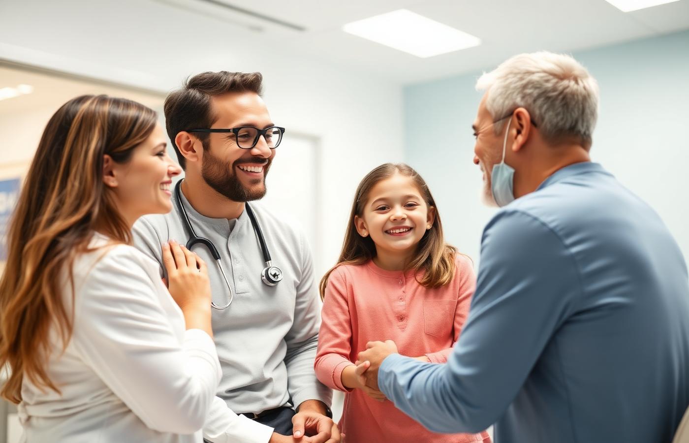Family receiving preventive health checkup